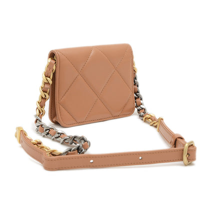 シャネル19 チェーンショルダーバッグ ラムスキン ブラウン ゴールド/シルバー金具 ショルダーバッグ