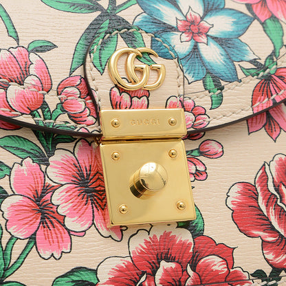 フラワー チェーンショルダー ベージュ/マルチカラー 696180 ハンドバッグ