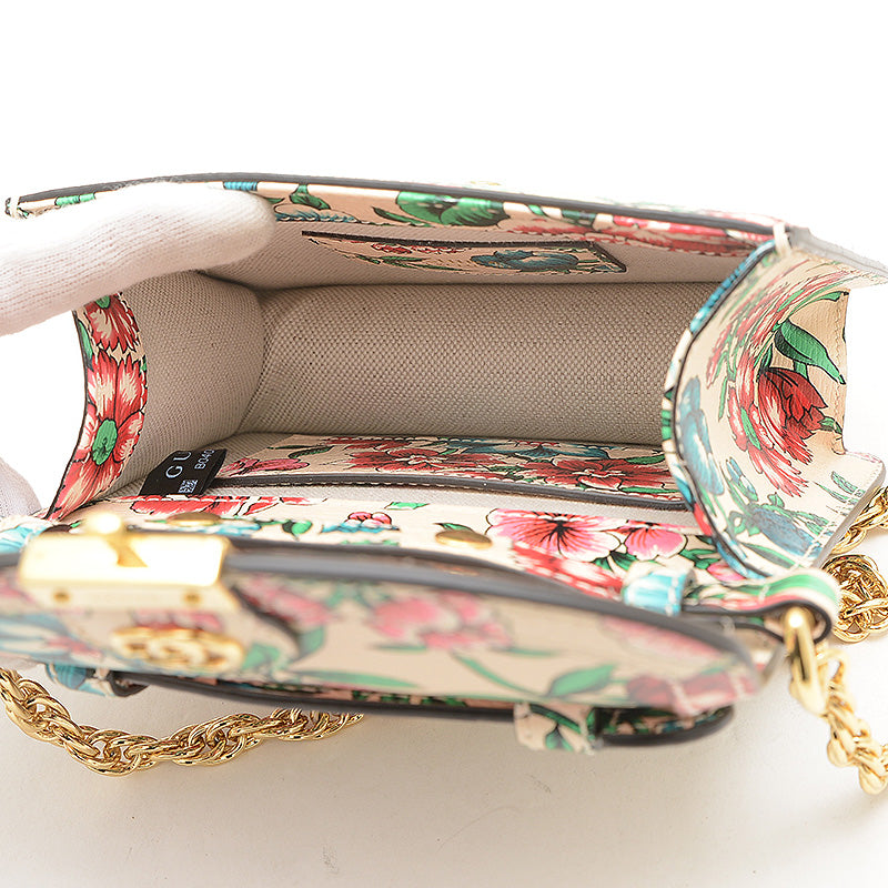 フラワー チェーンショルダー ベージュ/マルチカラー 696180 ハンドバッグ