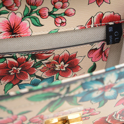 フラワー チェーンショルダー ベージュ/マルチカラー 696180 ハンドバッグ