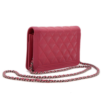 ボーイシャネル チェーンウォレット ラムスキン ピンク シルバー金具 A81969 ショルダーバッグ