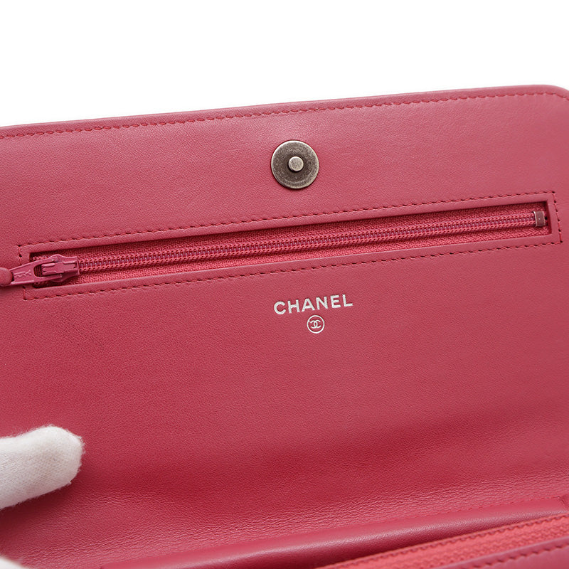 ボーイシャネル チェーンウォレット ラムスキン ピンク シルバー金具 A81969 ショルダーバッグ