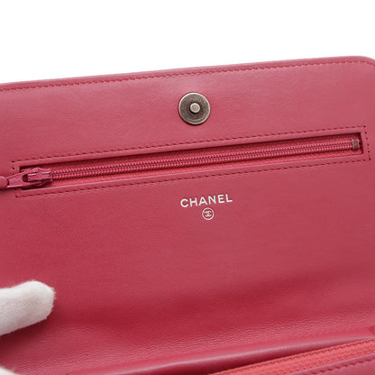 ボーイシャネル チェーンウォレット ラムスキン ピンク シルバー金具 A81969 ショルダーバッグ