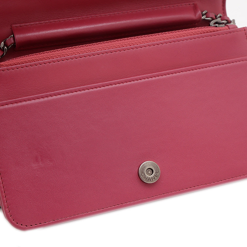 ボーイシャネル チェーンウォレット ラムスキン ピンク シルバー金具 A81969 ショルダーバッグ