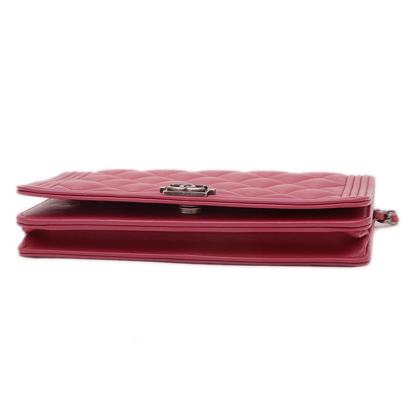 ボーイシャネル チェーンウォレット ラムスキン ピンク シルバー金具 A81969 ショルダーバッグ