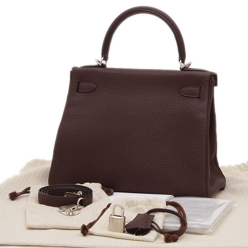 ケリー28 内縫い トゴ ルージュセリエ シルバー金具 B刻印 ハンドバッグ