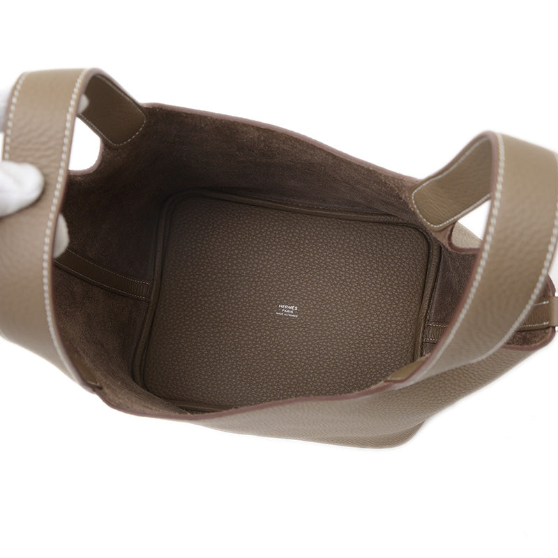 ピコタンロック MM 22 トリヨン エトゥープ シルバー金具 K刻印 ハンドバッグ