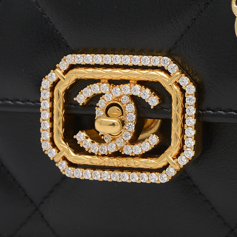 マトラッセ ミニ フラップ バッグ カーフスキン ブラック ゴールド金具 AS3720 ショルダーバッグ