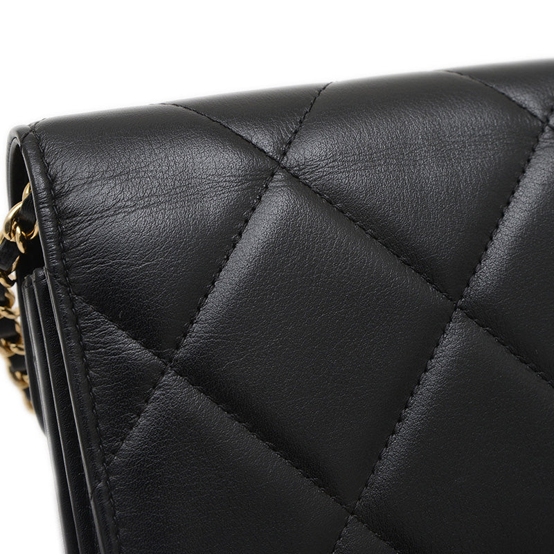 マトラッセ ミニ フラップ バッグ カーフスキン ブラック ゴールド金具 AS3720 ショルダーバッグ