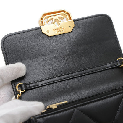 マトラッセ ミニ フラップ バッグ カーフスキン ブラック ゴールド金具 AS3720 ショルダーバッグ