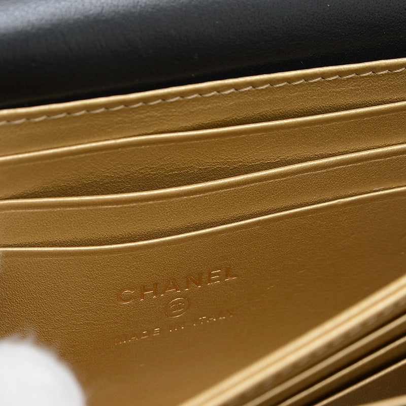 マトラッセ ミニ フラップ バッグ カーフスキン ブラック ゴールド金具 AS3720 ショルダーバッグ