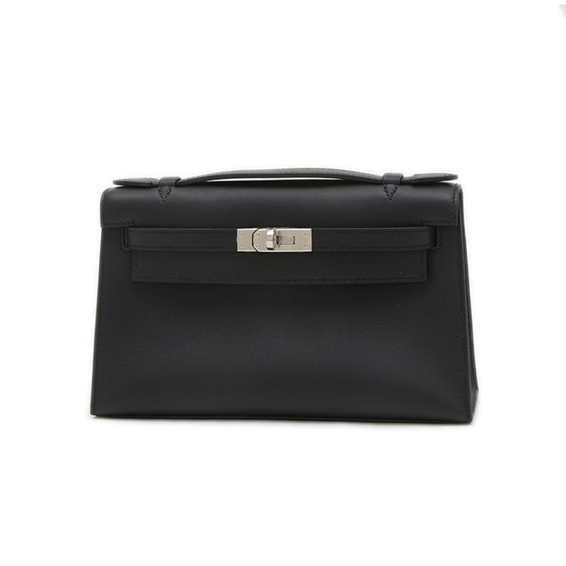 ポシェットケリー スイフト ブラック シルバー金具 B刻印 ハンドバッグ