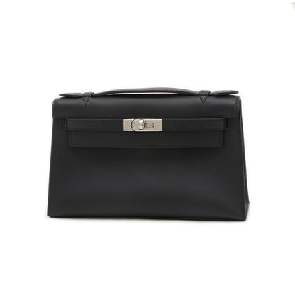 ポシェットケリー スイフト ブラック シルバー金具 B刻印 ハンドバッグ