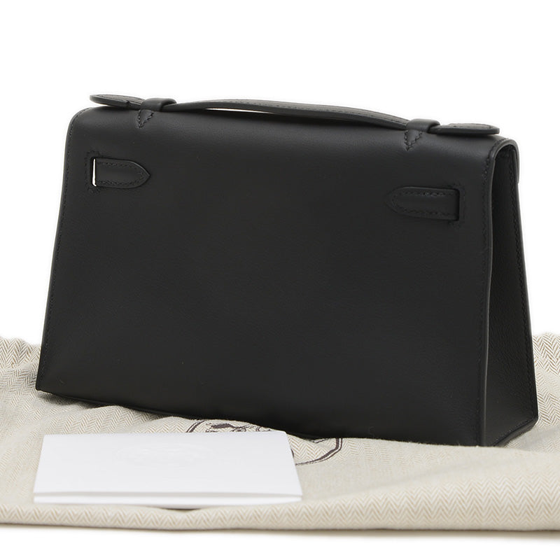 ポシェットケリー スイフト ブラック シルバー金具 B刻印 ハンドバッグ