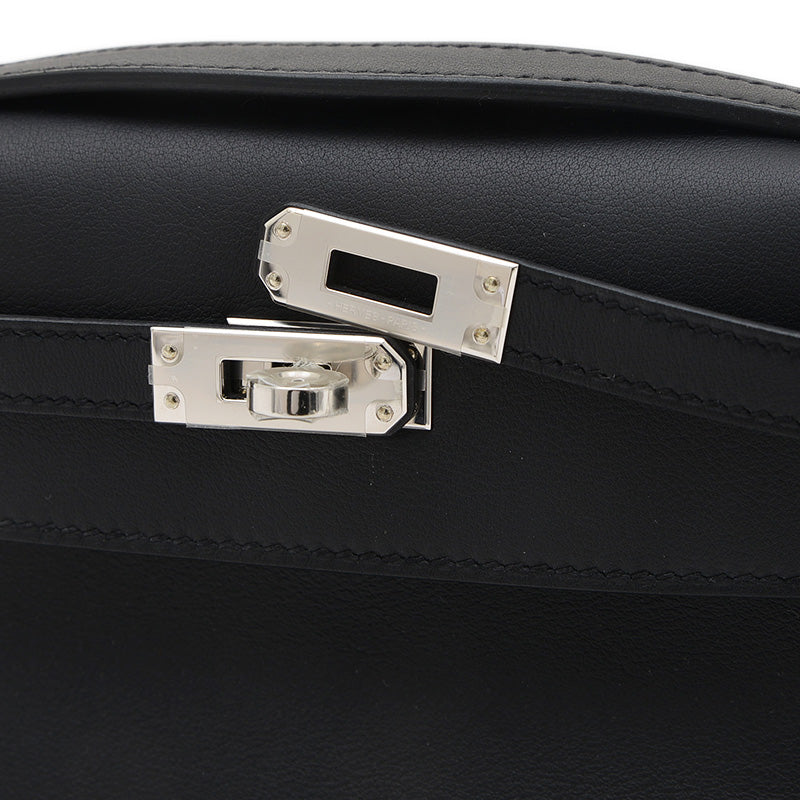 ポシェットケリー スイフト ブラック シルバー金具 B刻印 ハンドバッグ