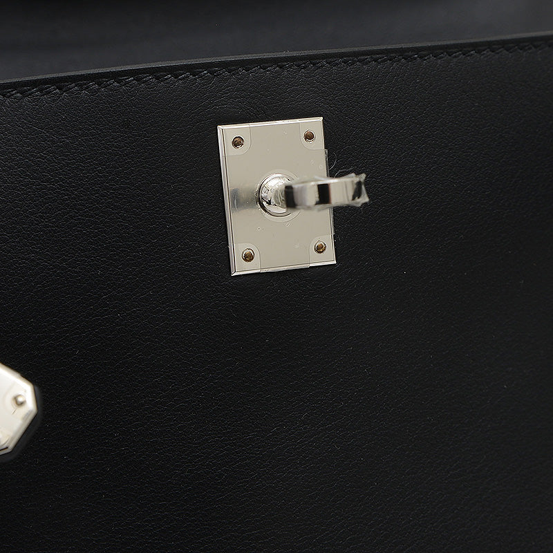 ポシェットケリー スイフト ブラック シルバー金具 B刻印 ハンドバッグ