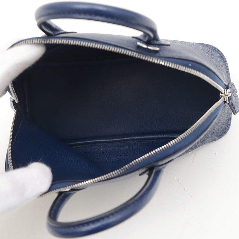 ボリード1923 ミニ シェーブル ブルーネイビー シルバー金具 W刻印 ハンドバッグ