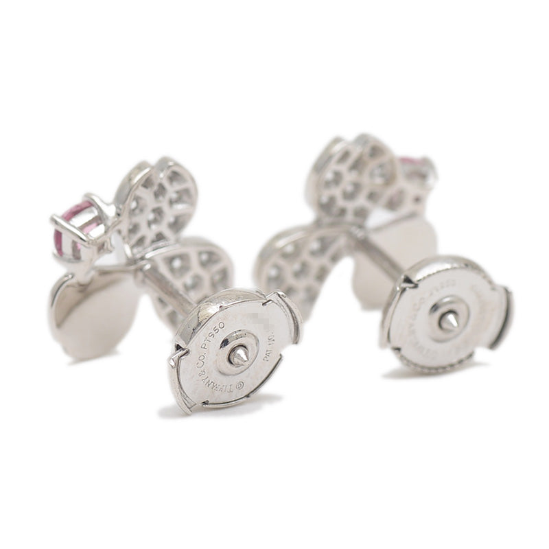 ペーパーフラワー ピアス Pt950/ダイヤ/トルマリン ピアス