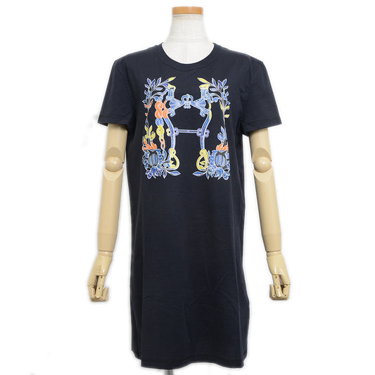 カルトゥッシュ ドレス ワンピース 半袖 コットン ブラック 40サイズ ワンピース