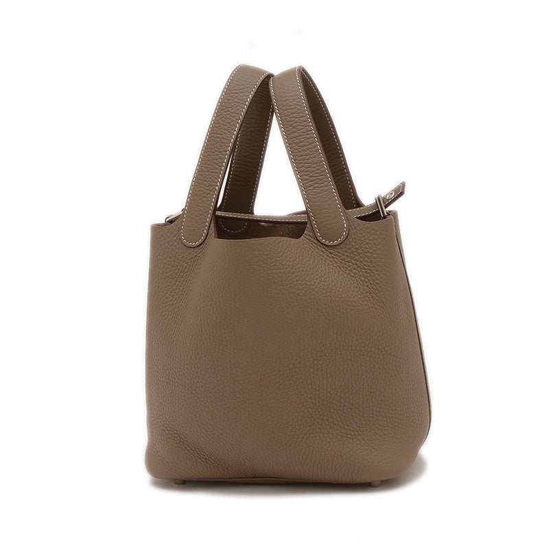 ピコタンロック PM 18 トリヨン エトゥープ シルバー金具 K刻印 ハンドバッグ