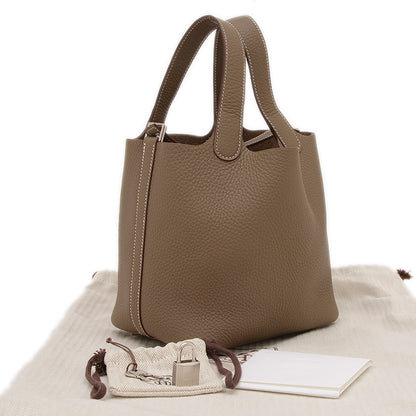 ピコタンロック PM 18 トリヨン エトゥープ シルバー金具 K刻印 ハンドバッグ