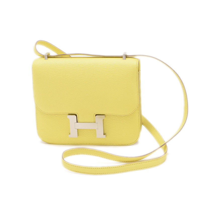 コンスタンス ミニ 18 ミロワール シェーブル リモンチェッロ シルバー金具 W刻印 ショルダーバッグ