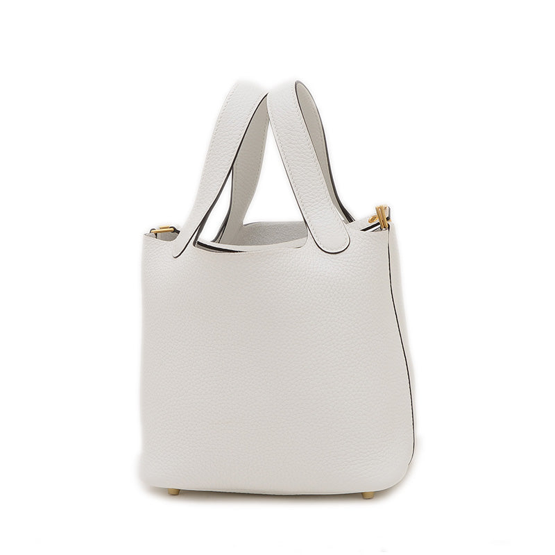 ピコタンロック PM 18 トリヨン ニューホワイト ゴールド金具 W刻印 ハンドバッグ