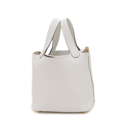 ピコタンロック PM 18 トリヨン ニューホワイト ゴールド金具 W刻印 ハンドバッグ