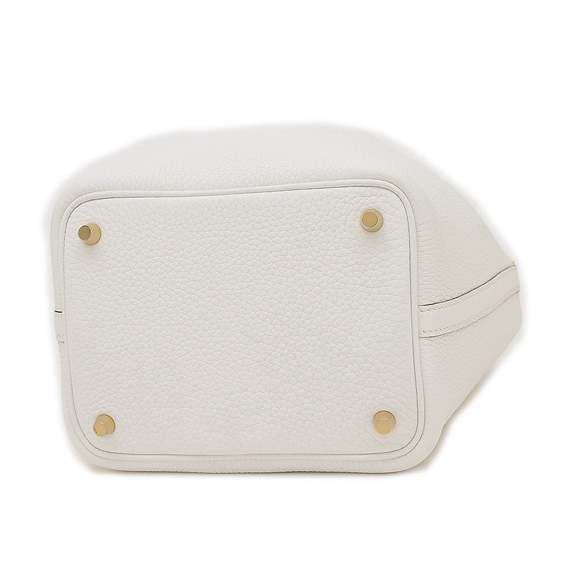 ピコタンロック PM 18 トリヨン ニューホワイト ゴールド金具 W刻印 ハンドバッグ