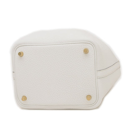 ピコタンロック PM 18 トリヨン ニューホワイト ゴールド金具 W刻印 ハンドバッグ