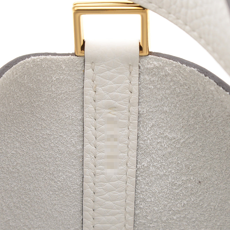 ピコタンロック PM 18 トリヨン ニューホワイト ゴールド金具 W刻印 ハンドバッグ