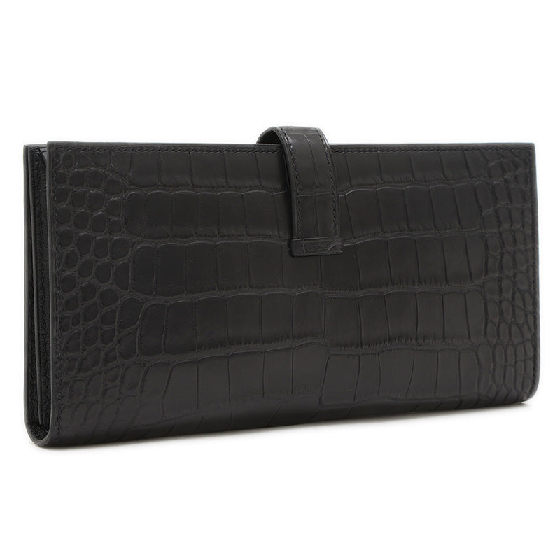 ベアンスフレ 長財布 アリゲーターマット ブラック シルバー金具 W刻印 長財布