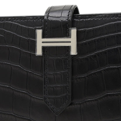 ベアンスフレ 長財布 アリゲーターマット ブラック シルバー金具 W刻印 長財布