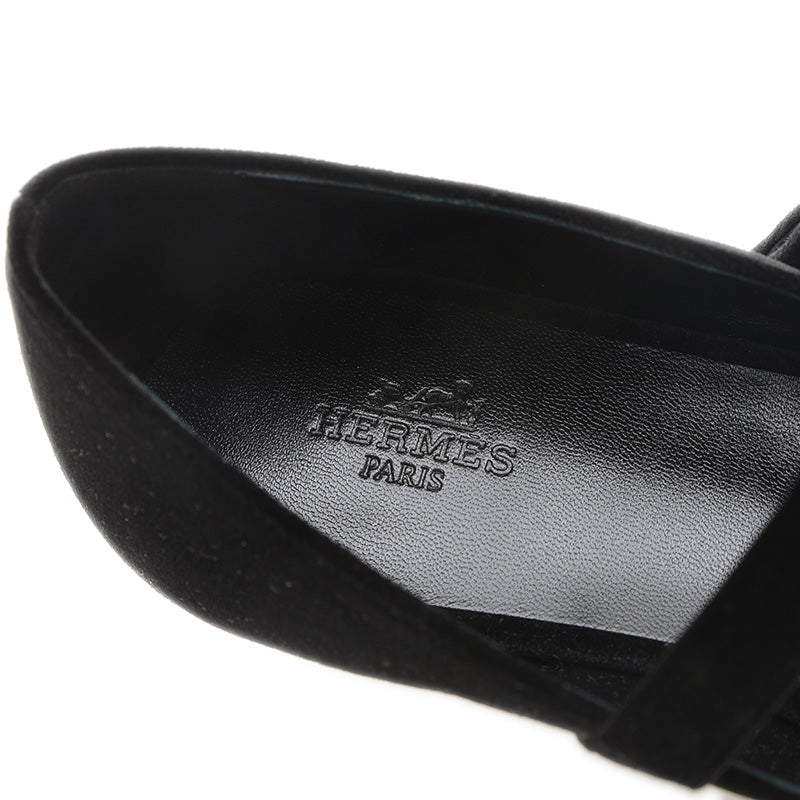 バレエシューズ ジェーン ベロア/クリスタル ブラック 37サイズ H242046Z パンプス