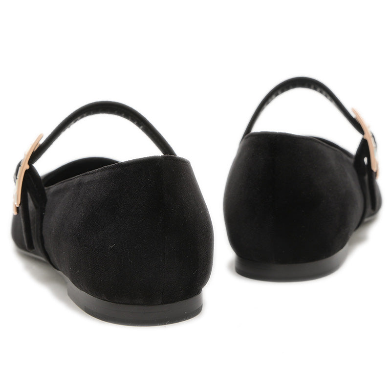 バレエシューズ ジェーン ベロア/クリスタル ブラック 37サイズ H242046Z パンプス