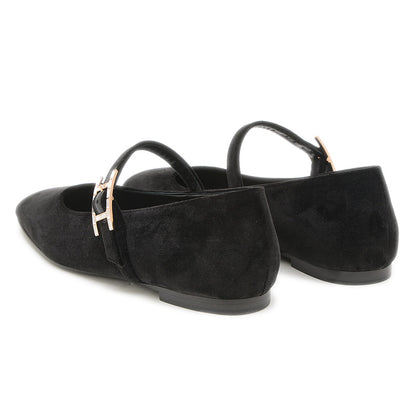 バレエシューズ ジェーン ベロア/クリスタル ブラック 36.5サイズ H242046Z パンプス