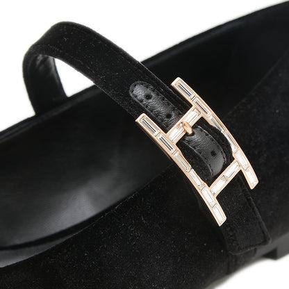 バレエシューズ ジェーン ベロア/クリスタル ブラック 36.5サイズ H242046Z パンプス