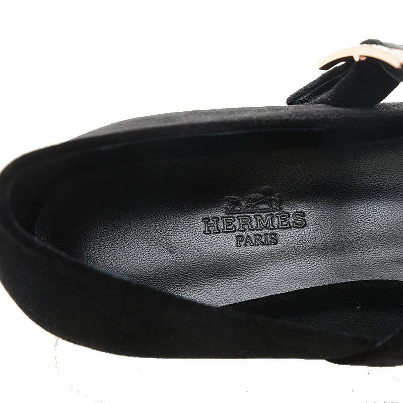 バレエシューズ ジェーン ベロア/クリスタル ブラック 36.5サイズ H242046Z パンプス