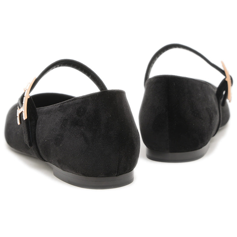 バレエシューズ ジェーン ベロア/クリスタル ブラック 36.5サイズ H242046Z パンプス