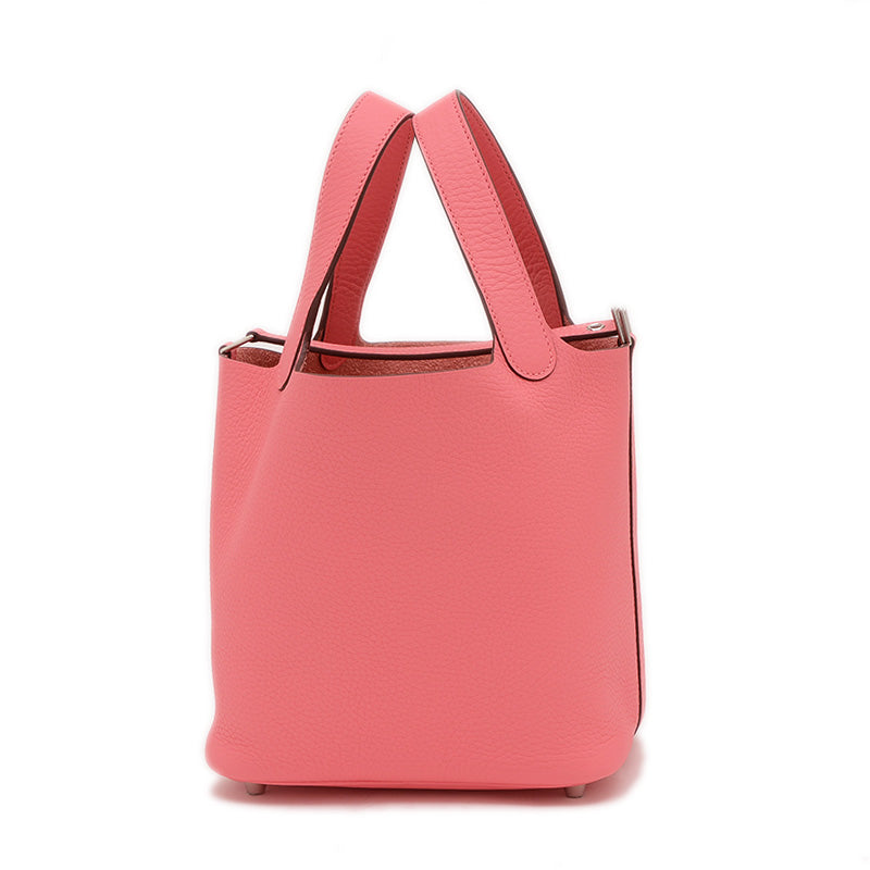 ピコタンロック PM 18 トリヨン ローズアザレ シルバー金具 W刻印 ハンドバッグ