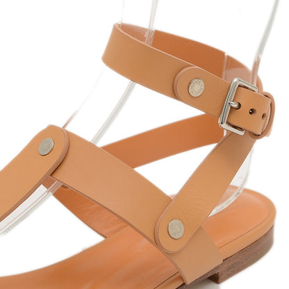 トングサンダル アンクルストラップ セリエボタン レザー ナチュラル 35サイズ サンダル