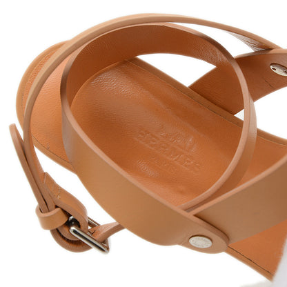 トングサンダル アンクルストラップ セリエボタン レザー ナチュラル 35サイズ サンダル