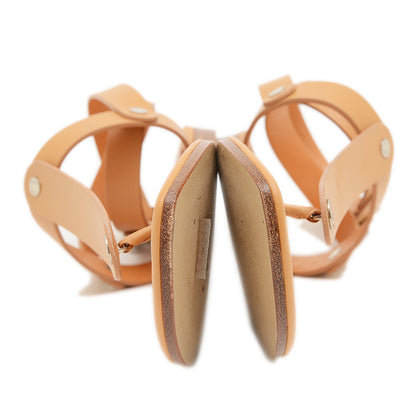 トングサンダル アンクルストラップ セリエボタン レザー ナチュラル 35サイズ サンダル