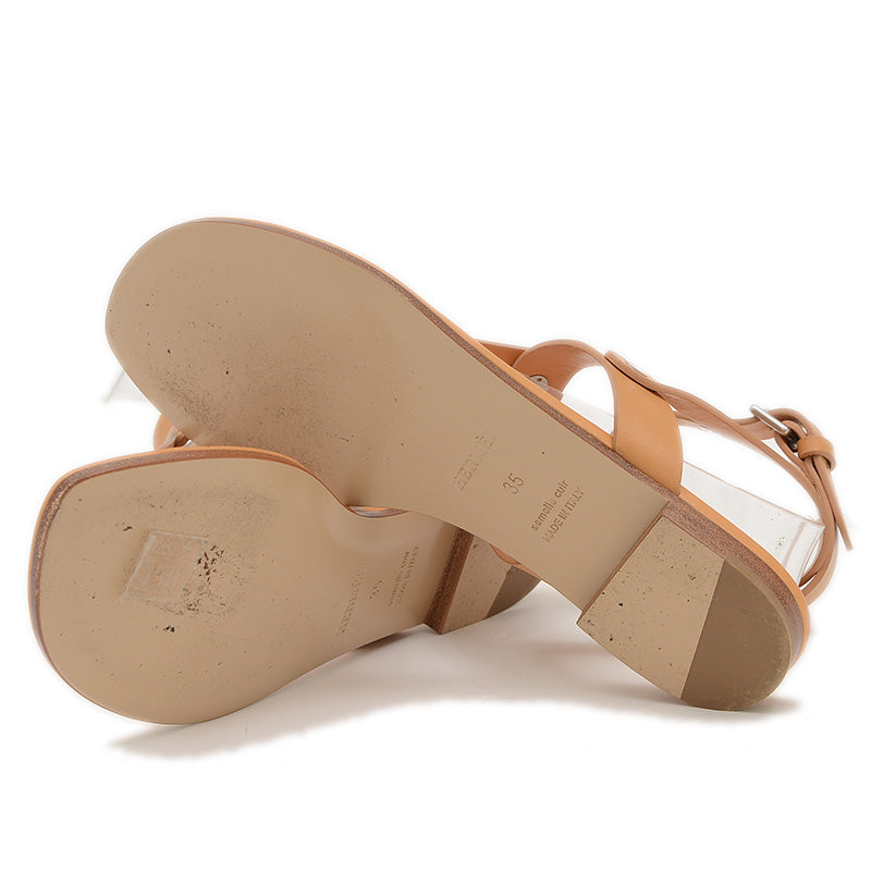 トングサンダル アンクルストラップ セリエボタン レザー ナチュラル 35サイズ サンダル