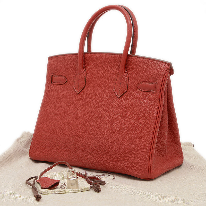 バーキン30 トゴ ルージュガランス シルバー金具 M刻印 ハンドバッグ