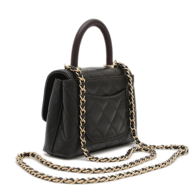 ココハンドル エクストラミニ 2WAYバッグ キャビアスキン ブラック AP4244 ハンドバッグ