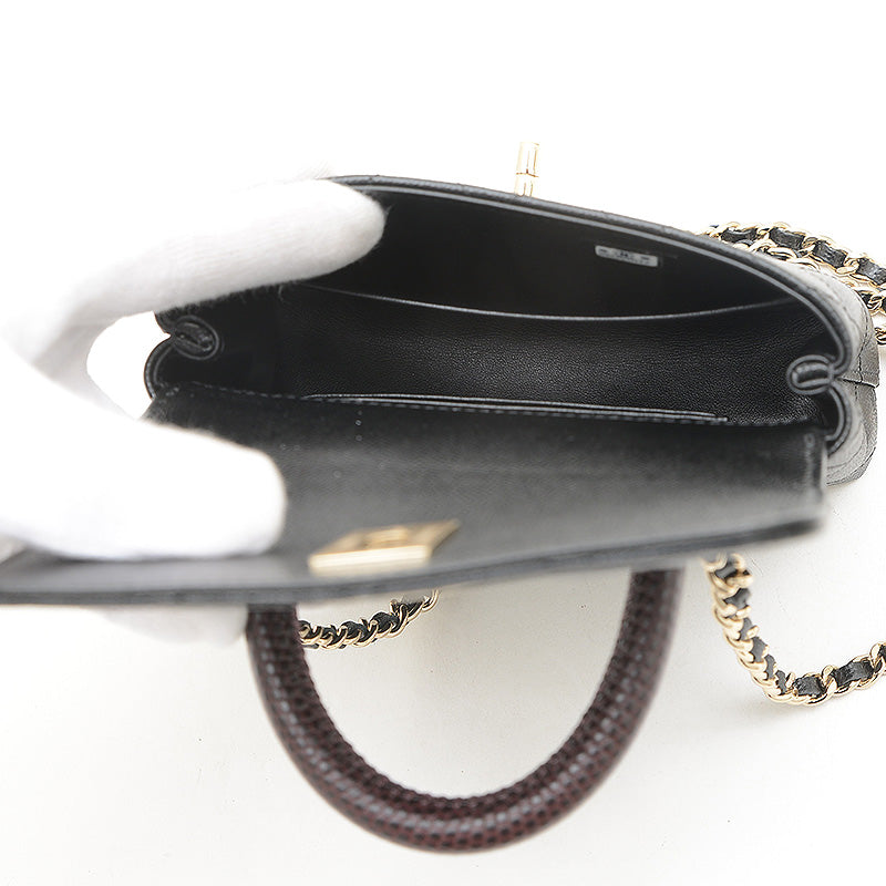 ココハンドル エクストラミニ 2WAYバッグ キャビアスキン ブラック AP4244 ハンドバッグ