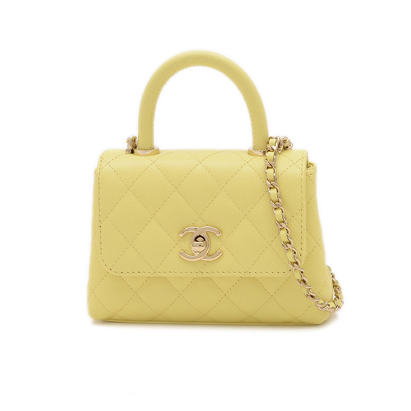 ココハンドル エクストラミニ 2WAYバッグ キャビアスキン イエロー AP4244 ハンドバッグ