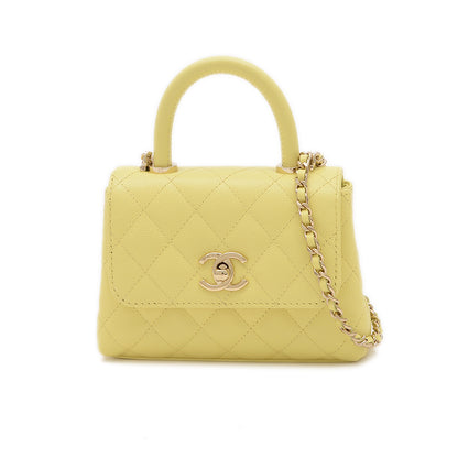 ココハンドル エクストラミニ 2WAYバッグ キャビアスキン イエロー AP4244 ハンドバッグ