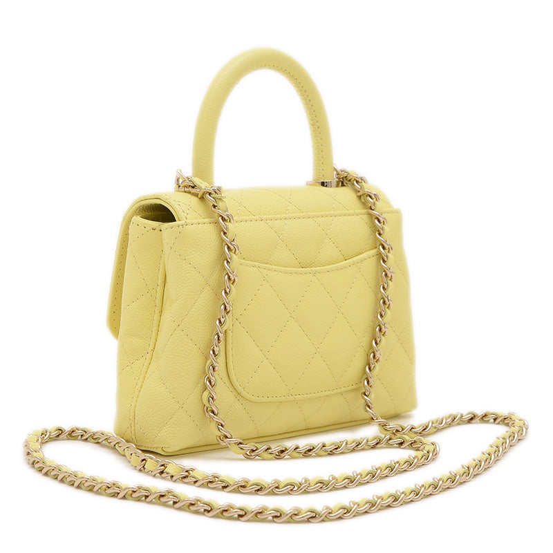 ココハンドル エクストラミニ 2WAYバッグ キャビアスキン イエロー AP4244 ハンドバッグ